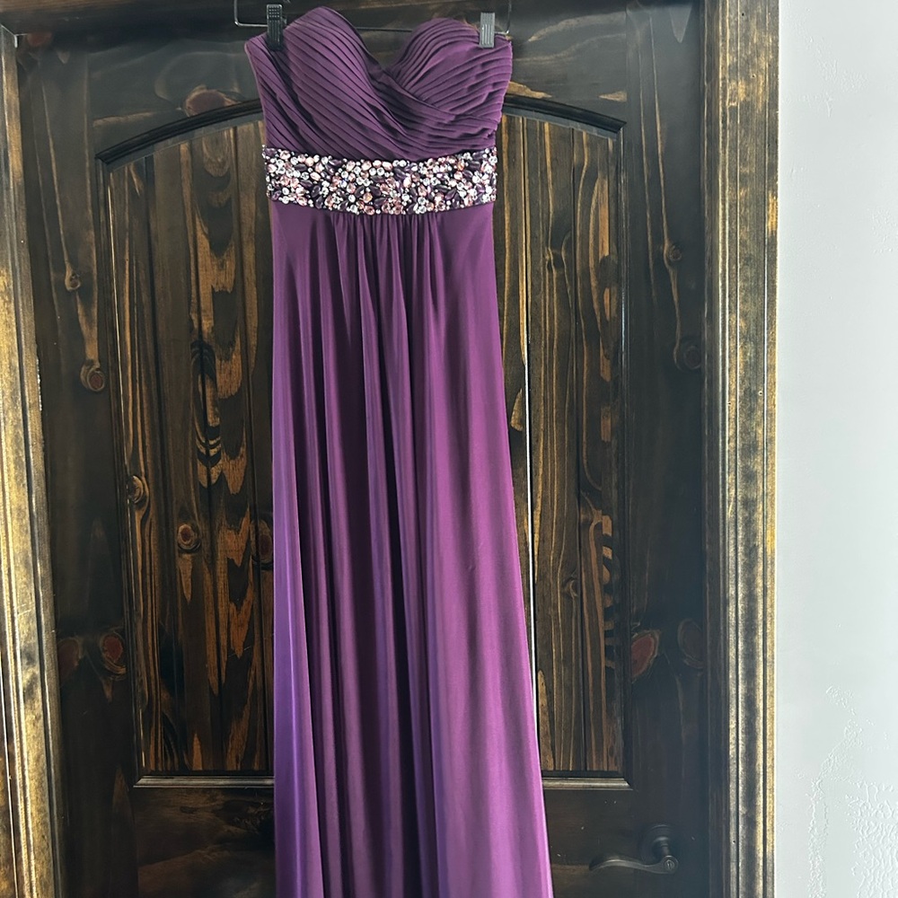 B Darlin Plum Embellished Gown